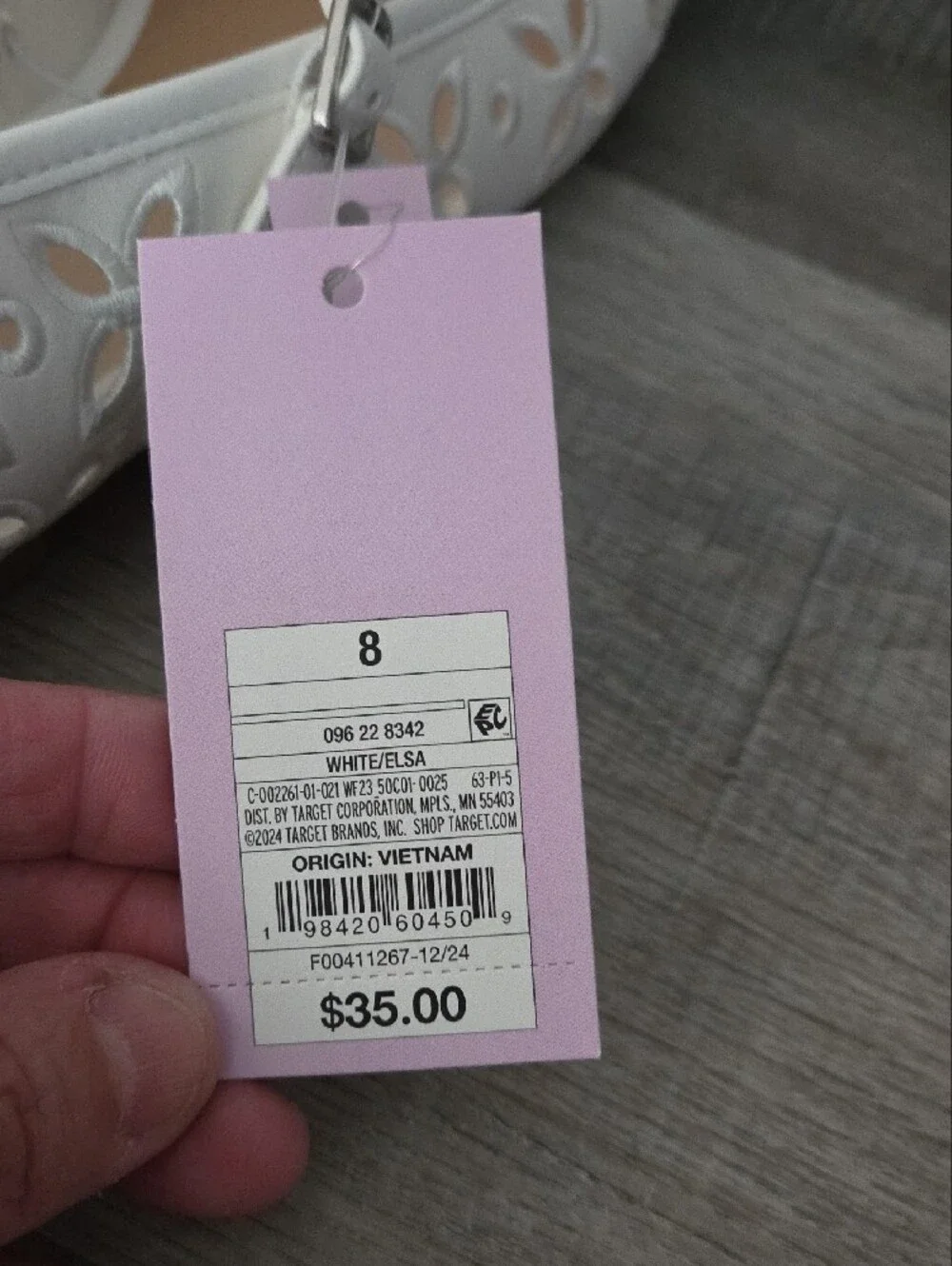 White Floral Cutout Elsa Mary Jane Flats, Size 8, New In Box